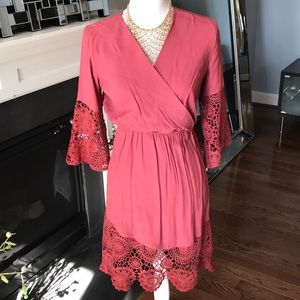 LULU’s BRICK RED LACE DRESS